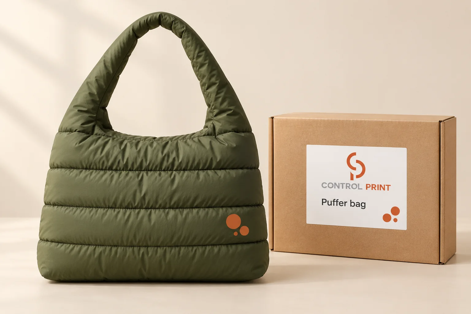 Soft Puffer bag — AI-generated visual concept, not a physical sample