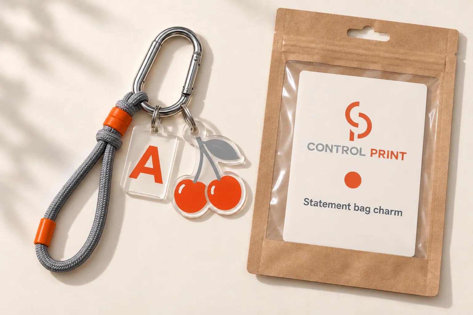 Bag charm with your initial — AI-generated visual concept, not a physical sample