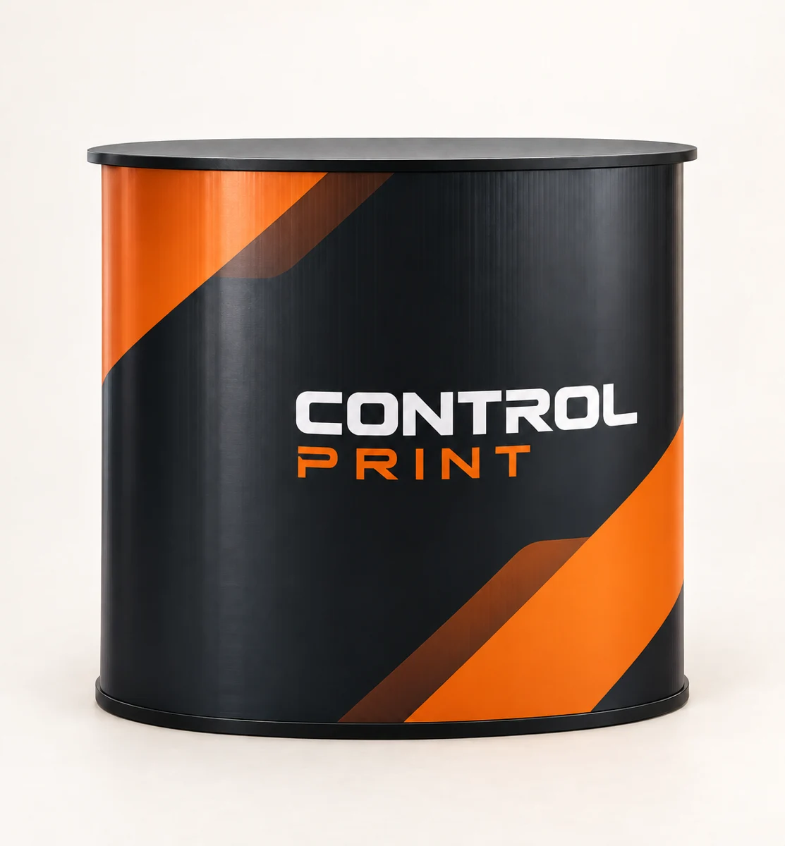 Curved promotional counter for exhibitions and events