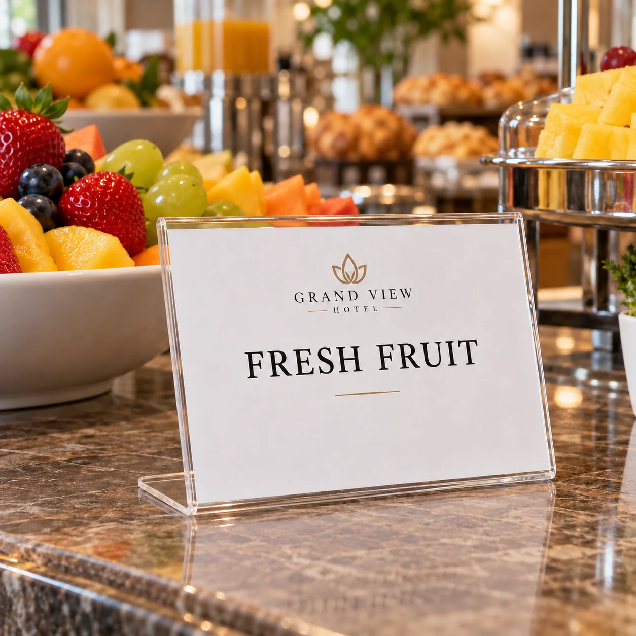 Buffet label and holder