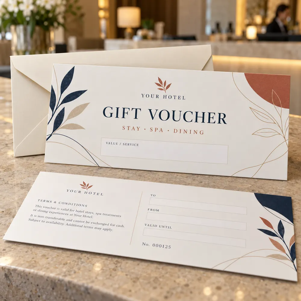 Gift certificate with envelope or box