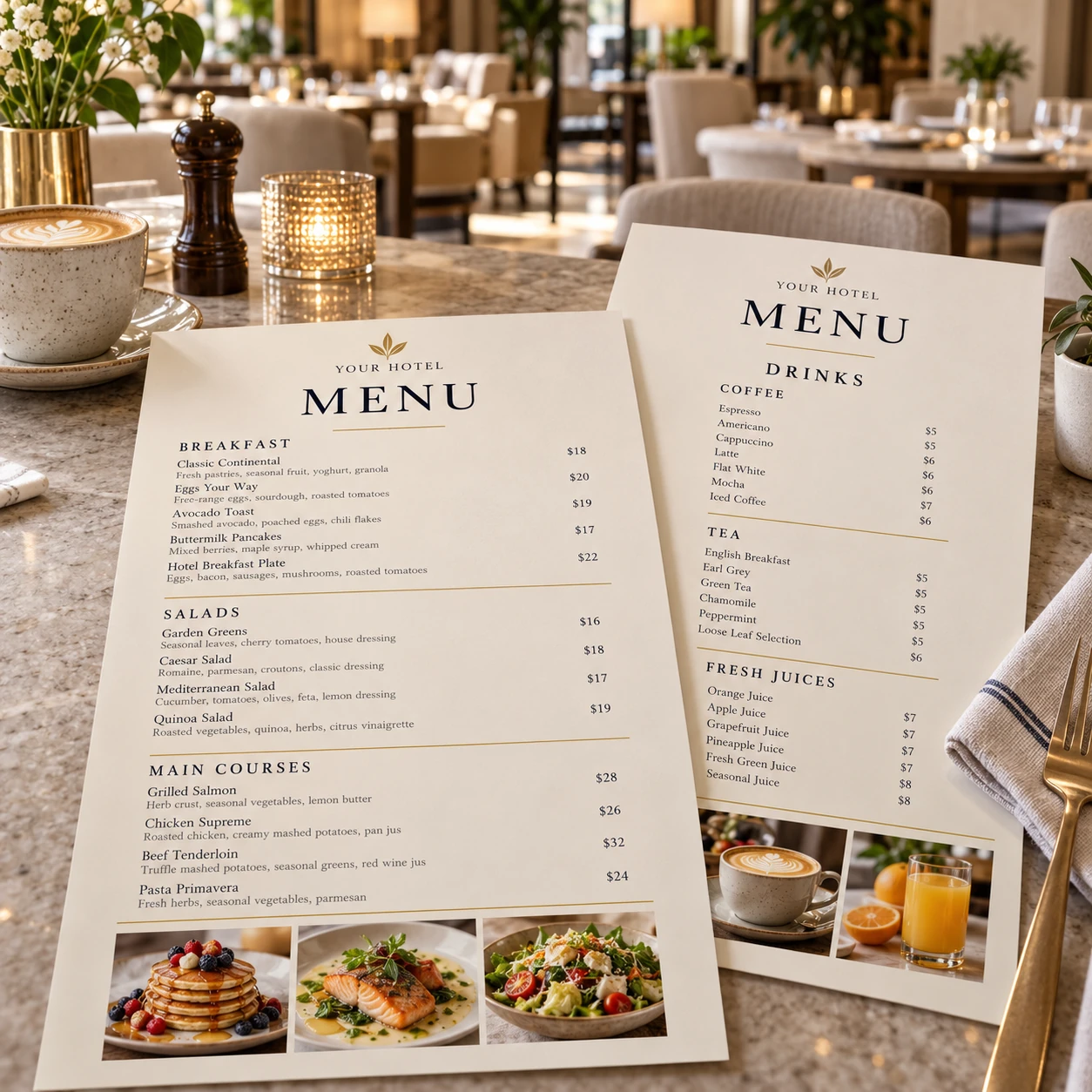 Printed menu