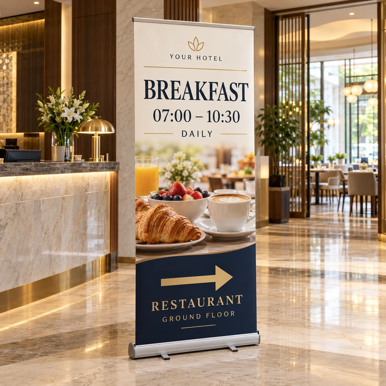 Hotel roll-up banner