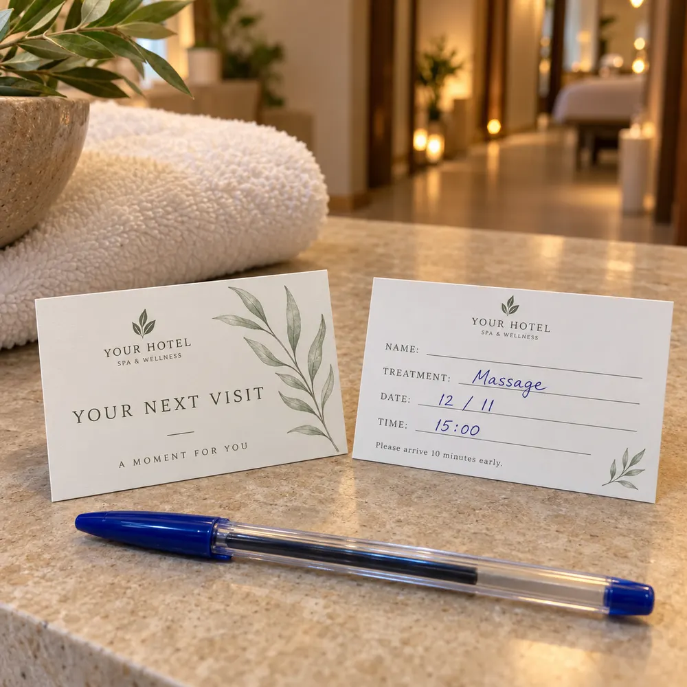 Spa appointment card